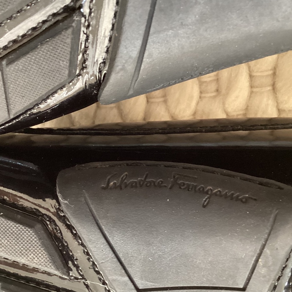 Salvatore Ferragamo Womens Patent Leather Black 6.5 Driver Moccasin Gancini Shoe - Picture 7 of 10